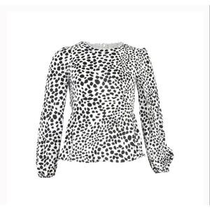 NWOT Rixo Dalmatian Print Open Back Blouse Women's Medium